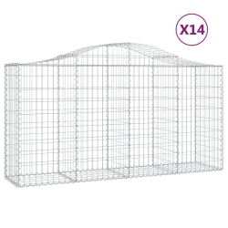 VIDAXL Arched Gabion Baskets 14 PCs 200X50X100/120 Cm Galvanised Iron