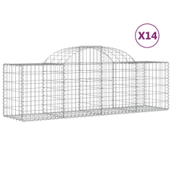 VIDAXL Arched Gabion Baskets 14 PCs 200X50X60/80 Cm Galvanised Iron