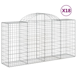 VIDAXL Arched Gabion Baskets 18 PCs 200X50X100/120 Cm Galvanised Iron