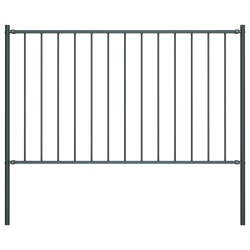 VIDAXL Fence Panel With Posts Powder-Coated Steel 1.81X0.75 M Anthracite