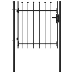 VIDAXL Fence Gate Single Door With Spike Top Steel 39.4"x39.4" In Black