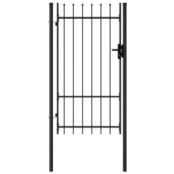 VIDAXL Fence Gate Single Door With Spike Top Steel 3.3'x5.7' In Black