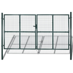 VIDAXL Double Door Fence Gate 300X150 Cm Powder-Coated Steel