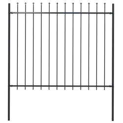 VIDAXL Garden Fence With Spear Top Steel 181X150 Cm In Black