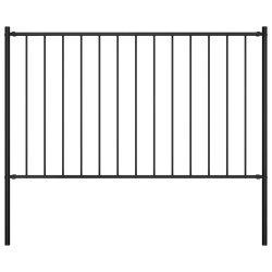 VIDAXL Fence Panel With Posts Powder-Coated Steel 1.7X1.25 M In Black