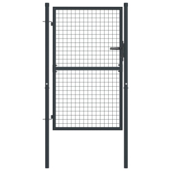 VIDAXL Mesh Garden Gate Galvanised Steel 39.4"x68.9" In Gray