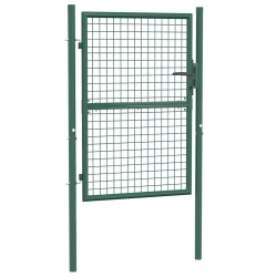 VIDAXL Wire Mesh Fence Gate, Steel, Easy In-Ground Installation, Lockable, 3.28Ft W X 4.1Ft H In Green
