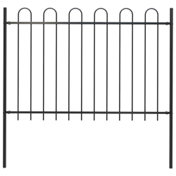 VIDAXL Garden Fence With Hoop Top Steel 181X120 Cm In Black