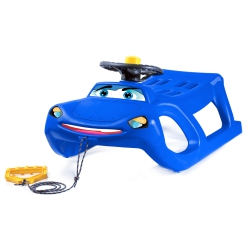 ARCTICTHRILL Snow Sled for Kids - Snowheel Sledge - Toboggan \w Pull Rope And Decorative Steering Wheel; Outdoor Plastic Winter Sleigh for Toddlers