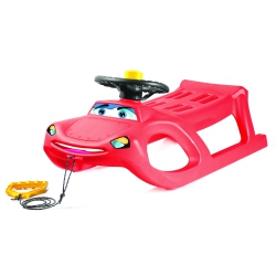 ARCTICTHRILL Snow Sled for Kids - Snowheel Sledge - Toboggan \w Pull Rope And Decorative Steering Wheel; Outdoor Plastic Winter Sleigh for Toddlers