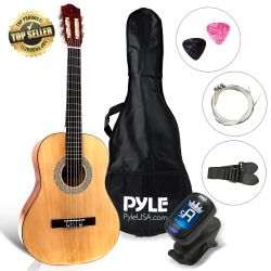 PYLE 6-String Classic Guitar - 3/4 Size Scale Guitar With Digital Tuner & Accessory Kit (36’’ -Inch)