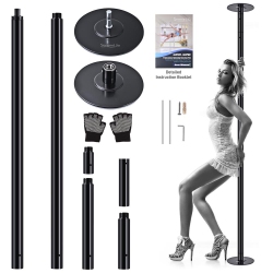 SERENELIFE Professional Spinning Dancing Pole - Portable & Removable Fitness Pole, Great for Training & Excercise (Black Surface)