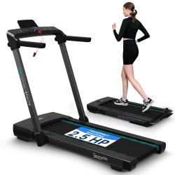 SERENELIFE Folding Motorized Treadmill Machine - Electric Digital Low-Speed Fitness With Smart Speed Control