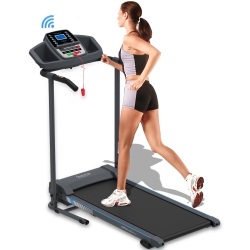 SERENELIFE Smart Digital Treadmill With Bluetooth App Sync, Manual Incline Treadmill Adjustment, Fold-Away Style
