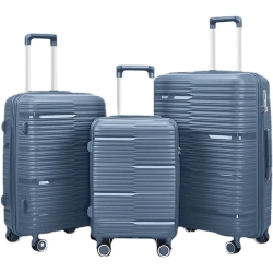 TRAVLR Elite 3-Piece (20"24"28") Expandable Lightweight Luggage Set With Tsa Lock, Aluminum Trolley & Mute Wheels -Coral Blue
