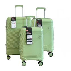 TRAVLR Elite 3-Piece (20"24"28") Expandable Lightweight Luggage Set With Tsa Lock, Aluminum Trolley & Mute Wheels -Morning Green