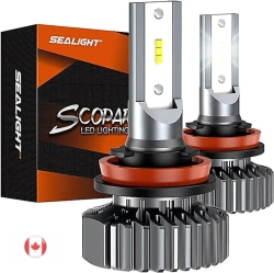 SEALIGHT H11 H8 H9 Led Headlight Bulbs, 18000 Lumens Super Bright Led Conversion Kit Bulbs, 6000K Halogen Replacement, Pack Of 2 In White