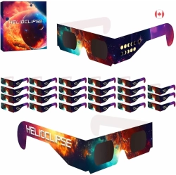 HELIOCLIPSE Solar Eclipse Glasses 2024 - [25 Pack] Aas Approved Trusted for Direct Solar Eclipse Viewing - Iso 12312-2 & Ce Certified Lunette