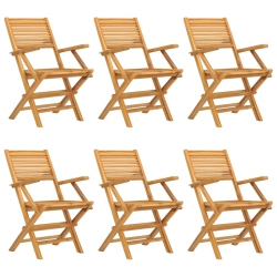 VIDAXL Folding Garden Chairs 6 PCs 55X62X90 Cm Solid Wood Teak