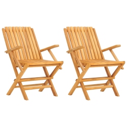 VIDAXL Folding Garden Chairs 2 PCs 61X67X90 Cm Solid Wood Teak