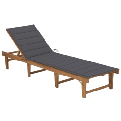 VIDAXL Folding Sun Lounger With Cushion Solid Acacia Wood