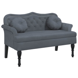 VIDAXL 47” W Small Loveseat, Velvet Chesterfield Sofa, 2 Seater Couch for Living Room, Dark In Gray
