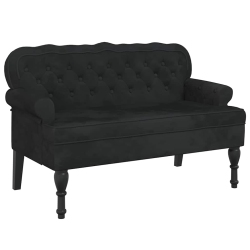 VIDAXL 47” W Small Loveseat, Velvet Chesterfield Sofa, 2 Seater Couch for Living Room In Black