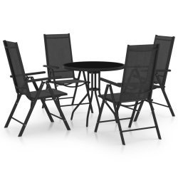 VIDAXL 5 Piece Garden Dining Set Aluminium And Textilene In Black