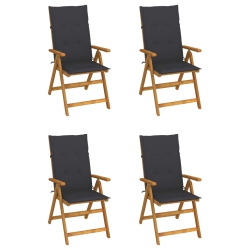VIDAXL Garden Reclining Chairs 4 PCs With Cushions Solid Acacia Wood
