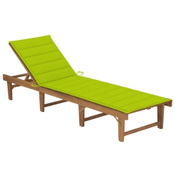 VIDAXL Folding Sun Lounger With Cushion Solid Acacia Wood