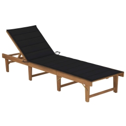 VIDAXL Folding Sun Lounger With Cushion Solid Acacia Wood