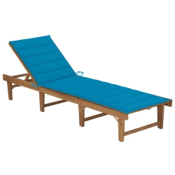 VIDAXL Folding Sun Lounger With Cushion Solid Acacia Wood