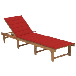 VIDAXL Folding Sun Lounger With Cushion Solid Acacia Wood