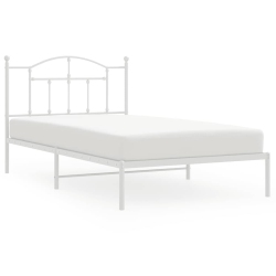 VIDAXL Twin Xl Metal Bed Frame With Headboard & Slats, No Mattress, Easy Assembly In White