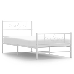 VIDAXL 12" Twin Xl Metal Bed Frame With Headboard & Footboard No Mattress In White