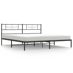 VIDAXL 12" King Size Metal Bed Frame With Headboard No Mattress In Black