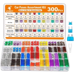 GENER Ultimate 300PCs Car Fuse Assortment Kit: 160 Mini Blade Fuses, 90 Standard Auto Fuses, 50 Micro Fuses + Puller - Ideal for Car, Rv, Truck
