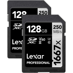 LEXAR - Set Of 2 Sdxc Uhs-Ii/u3 1667X Professional Card, Up to 250 Mb/s Reading, 128GB Capacity