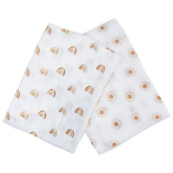 Lulujo Boho Muslin Swaddle - 2 Pack - Rainbow/Suns
