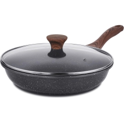 SENSARTE Nonstick Frying Pan Skillet \w Lid, Swiss Granite Coating Omelette Pan \w Cover, Healthy Cookware Chef's Pan \w Top, Pfoa Free (10" + Glass