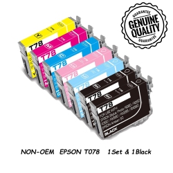 BESTONER 1Set&1Bk Compatible Ink Cartridge Replacement for Epson T078 078 to Use \w Epson Stylus Photo R260, R280, R380, Rx580, Rx595, Rx680, Artisan