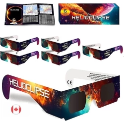 HELIOCLIPSE [6 Pack] Solar Eclipse Glasses 2024 - Aas Approved | Trusted for Direct Viewing - Iso 12312-2 & Ce Certified - Lunette Eclipse Solaire