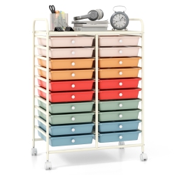 GYMAX Office Rolling Cart 20 Storage Drawers Scrapbook Paper Studio Organizer Macaron