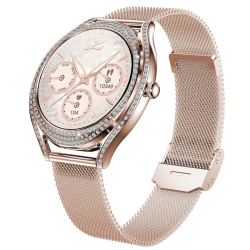 TUTT Classic Smartwatch for Women Amoled 1.28” | Health & Fitness Tracker | Always On Display | 150 Cubic Zirconia | Two Straps V66 Smart Watch