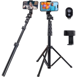 NONE 70" Extendable Selfie Stick Tripod With Wireless Remote & Carrying Bag, Phone Tripod Lightweight Travel Tripod, Compatible With Iphone Android