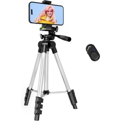 NONE Phone Tripod, 44” Iphone Tripod With Phone Holder Mount/wireless Remote for Cell Phone/camera/webcam/gopro, Tripod for Ios/android/smartphone