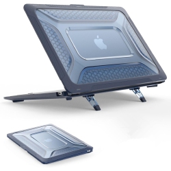 CSMART [Cs] Heavy Duty Hard Shell Protective Case Cover With Foldable Kickstand for Apple Macbook Air 13.6" 2022 In Navy