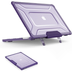 CSMART [Cs] Heavy Duty Hard Shell Protective Case Cover With Foldable Kickstand for Apple Macbook Air 13.6" 2022 In Purple