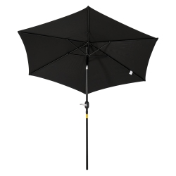 OUTSUNNY 8.5' Round Aluminum Patio Umbrella 6 Ribs Market Sunshade Tilt Canopy W/ Crank Handle Garden Parasol In Black