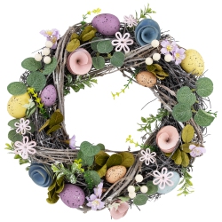 NORTHLIGHT Speckled Eggs And Flowers Easter Wreath - 13